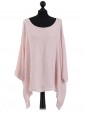 Italian Batwing Sleeves Plain Linen Tunic Top-Nude