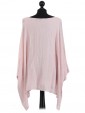 Italian Batwing Sleeves Plain Linen Tunic Top-Nude back