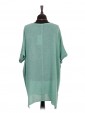 Italian Cold Dye Linen Batwing Dress with Necklace green back view