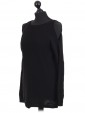 Italian Cold Shoulder Knitted Round Neck Top Black Side