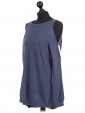 Italian Cold Shoulder Knitted Round Neck Top Denim Side