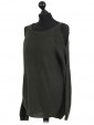 Italian Cold Shoulder Knitted Round Neck Top Khaki Side