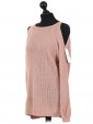 Italian Cold Shoulder Knitted Round Neck Top Nude Side