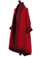 Italian Contrast Border Woolen Coat Red Side