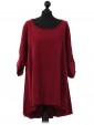 Italian Cotrise High Low Lagenlook Top Maroon