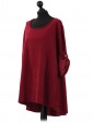 Italian Cotrise High Low Lagenlook Top Maroon Side