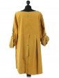 Italian Cotrise High Low Lagenlook Top Mustard Back