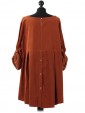 Italian Cotrise High Low Lagenlook Top Rust Back