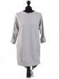 Italian Cotton High Low Knotted Hem Top-Grey 