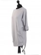 Italian Cotton High Low Knotted Hem Top-Grey side
