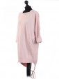 Italian Cotton High Low Knotted Hem Top-Pink side