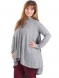 Italian Cowl Neck High Low Top Grey Side