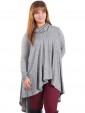 Italian Cowl Neck High Low Top Grey 