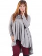 Italian Cowl Neck High Low Top Light Grey