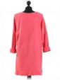 Italian Sequin Sleeves High Low Top-Coral back