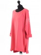 Italian Sequin Sleeves High Low Top-Coral side