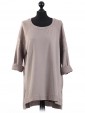 Italian Sequin Sleeves High Low Top-Mocha