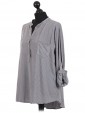 Italian Dot Print High Low Shirt Top Grey Side