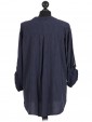 Italian Dot Print High Low Shirt Top Navy Back