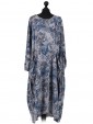 Italian Floral Long Lagenlook Dress-grey