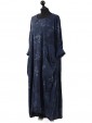 Italian Floral Long Lagenlook Dress  navy side