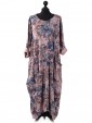 Italian Floral Long Lagenlook Dress pink