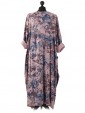 Italian Floral Long Lagenlook Dress pink back