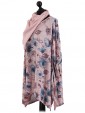Italian Floral Print Tunic Top With Turn Up Sleeve and Scarf-Nude side