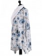 Italian Floral Print Tunic Top With Turn Up Sleeve and Scarf-White side