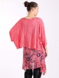 Italian Floral Print Two Pieces Linen Top-Coral back