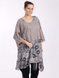 Italian Floral Print Two Pieces Linen Top-Mocha side
