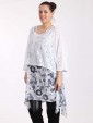Italian Floral Print Two Pieces Linen Top-White
