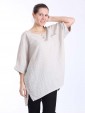 Italian Front Button Plain Cotton Top with Side Slit-Beige 1