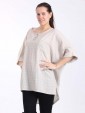 Italian Front Button Plain Cotton Top with Side Slit-Beige 2