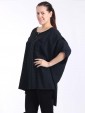 Italian Front Button Plain Cotton Top with Side Slit-Black 2