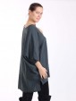 Italian Front Button Plain Cotton Top with Side Slit-Charcoal 3