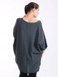 Italian Front Button Plain Cotton Top with Side Slit-Charcoal 4