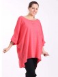 Italian Front Button Plain Cotton Top with Side Slit-Coral 1