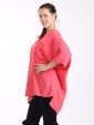 Italian Front Button Plain Cotton Top with Side Slit-Coral 3