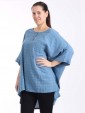 Italian Front Button Plain Cotton Top with Side Slit-Denim 1