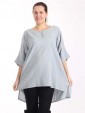 Italian Front Button Plain Cotton Top with Side Slit-Grey 1