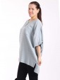 Italian Front Button Plain Cotton Top with Side Slit-Grey 2