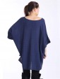 Italian Front Button Plain Cotton Top with Side Slit-Navy 3
