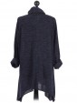 Italian Front Buttoned Tunic Top navy back