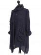 Italian Front Buttoned Tunic Top navy side