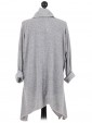 Italian Front Buttoned Tunic Top grey back
