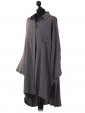 Italian High Low Pocket Long Dress Grey Side