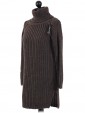 Italian High Neck Chunky Knitted Jumper-khaki Side