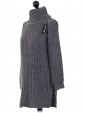 Italian High Neck Chunky Knitted Jumper- grey side