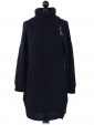 Italian High Neck Chunky Knitted Jumper- navy